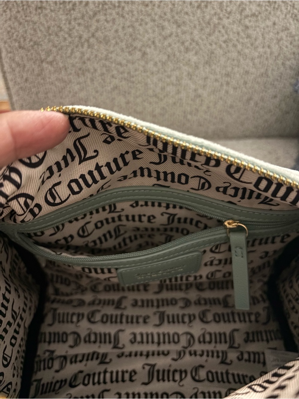 Juicy Couture Let it Shine Cool Blue Green Rhinestone Satchel - Picture 12 of 14